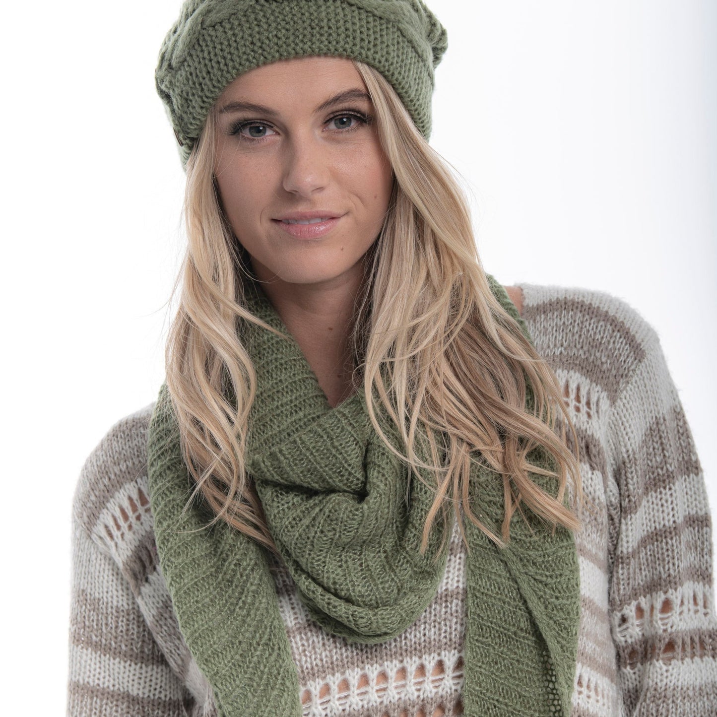 Mohair Triangle Neck Scarf - Khaki